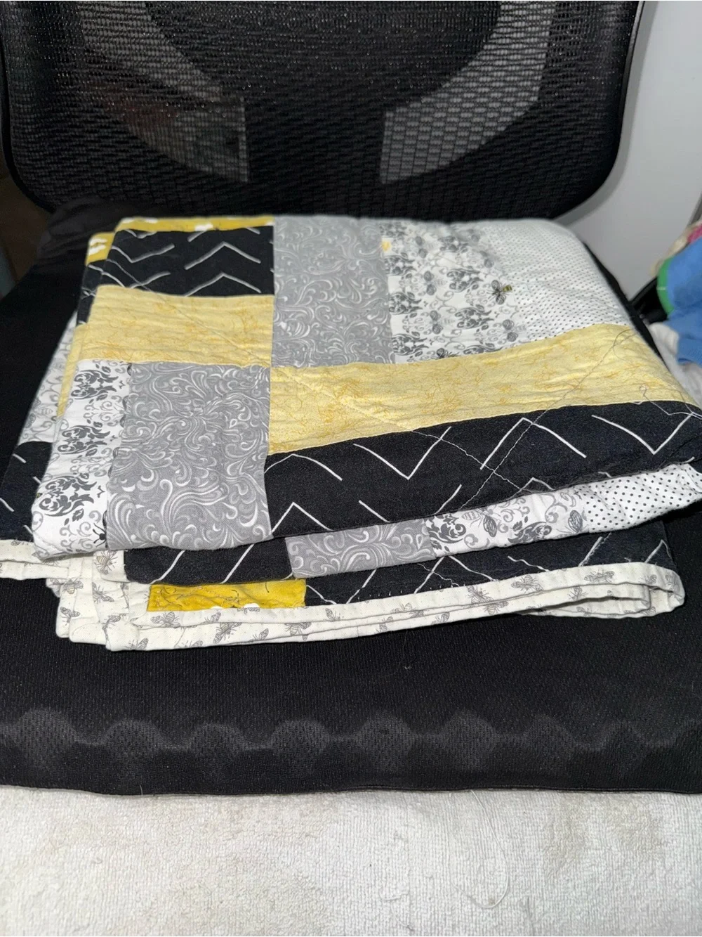 Bumblebee Patchwork Quilt Baby Blanket Double Sided Handmade Coquette Newborn